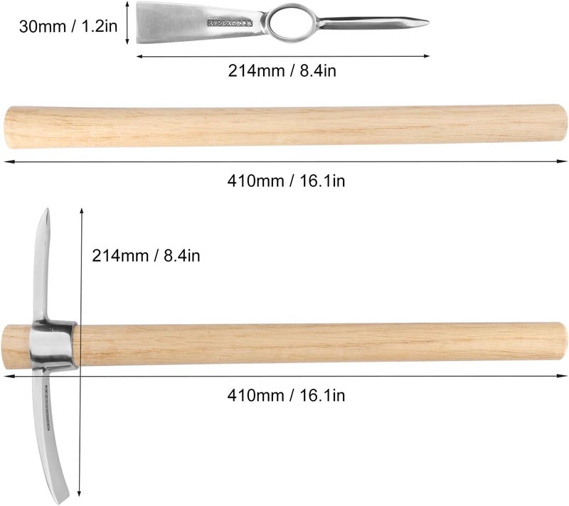 GENHAKON 3 PCS 16 Inch Mattock Pick Axe, Stainless Steel Pick Mattock Hoe, Garden Pick, Pick Mattock for Weeding, Loosening Soil, Planting Vegetables, Digging Holes, Chopping Roots and Much More - Image 2